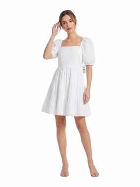 NWT Express White Short Puff Sleeve Summer Dress